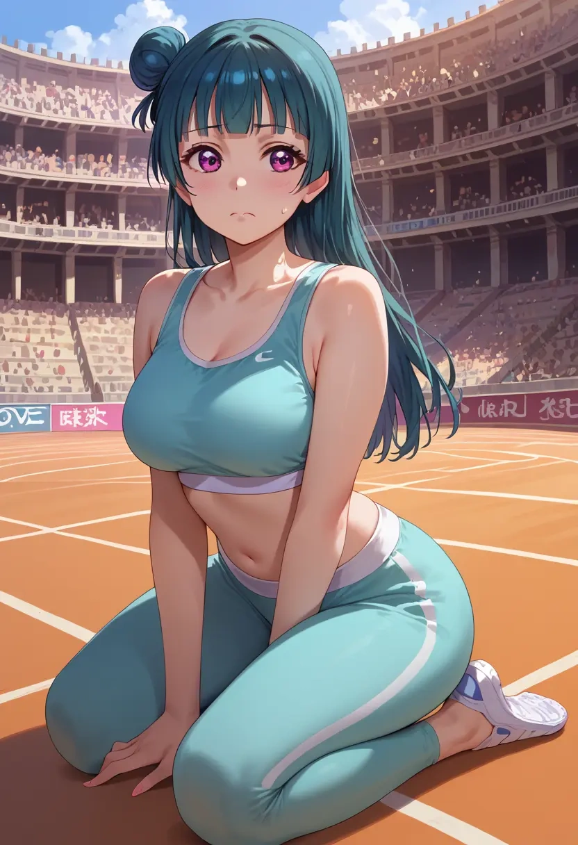 love_live,tsushima_yoshiko,sports crop,high-waisted shorts  - 