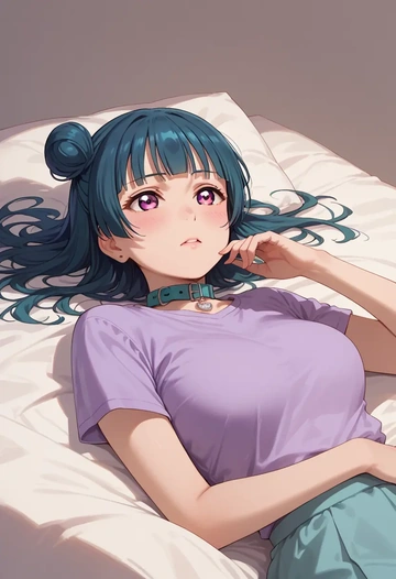 love_live,tsushima_yoshiko,polo shirt,tennis skirt  - AI generated anime art