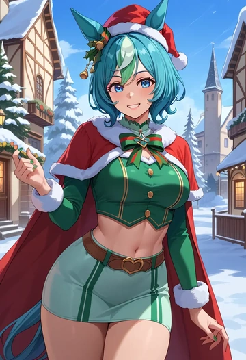 umamusume,twin_turbo_(umamusume),Christmas,dress  - AI generated anime art