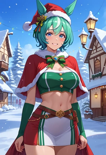 umamusume,twin_turbo_(umamusume),Christmas,dress  - AI generated anime art