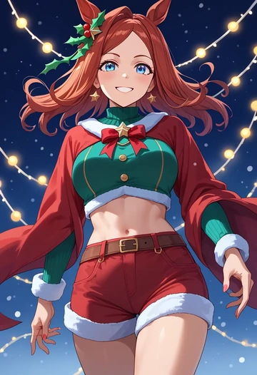 umamusume,twin_turbo_(umamusume),Christmas,red velvet shorts  - AI generated anime art