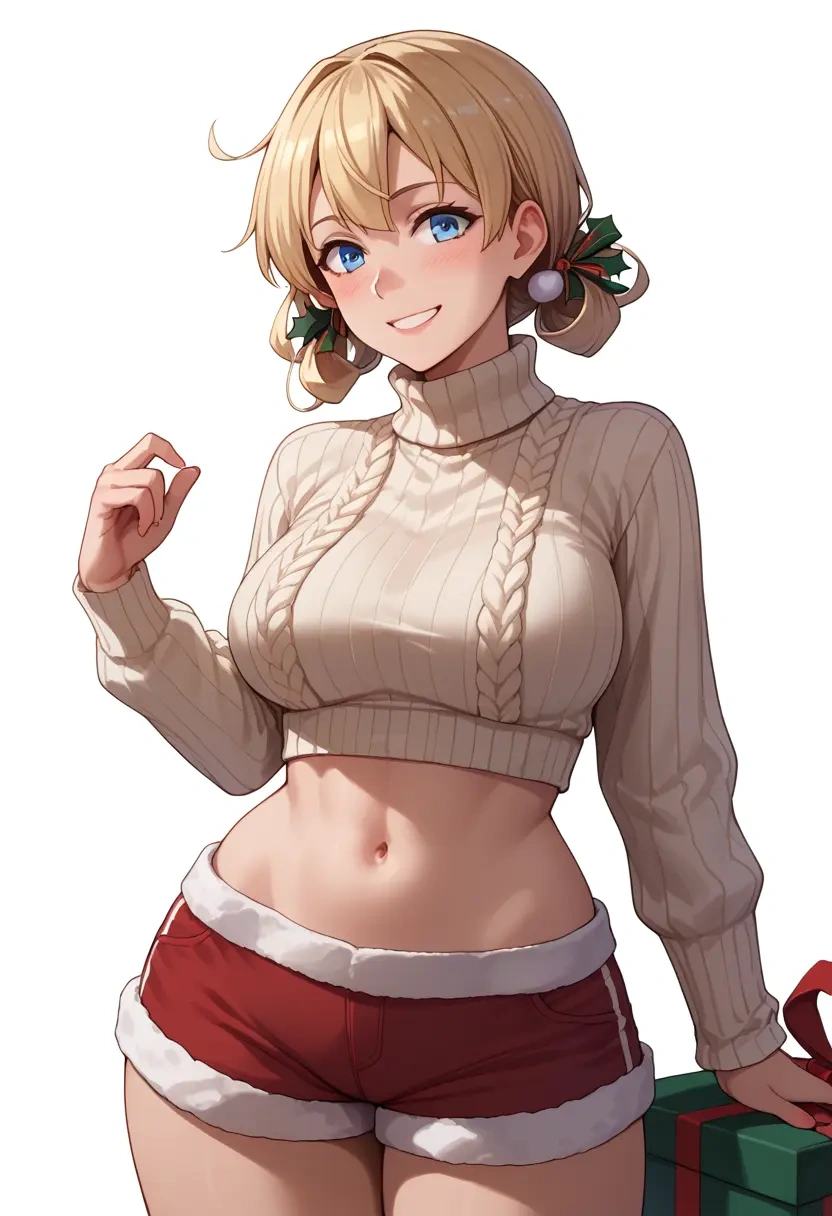 kantai_collection,u-511_(kancolle),Christmas,red velvet shorts,turtleneck sweater  - 