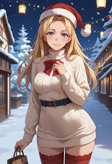 kantai_collection,u-511_(kancolle),Christmas,sweater dress,stockings  - AI generated anime art