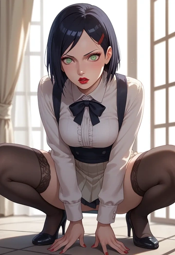 naruto_(series),uchiha_sasuke,secretary,stockings  - AI generated anime art