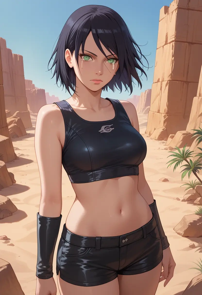 naruto_(series),uchiha_sasuke,leather,shorts,crop top  - 