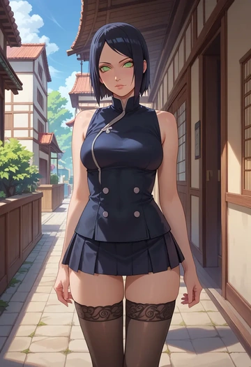 naruto_(series),uchiha_sasuke,mini skirt, stockings  - AI generated anime art