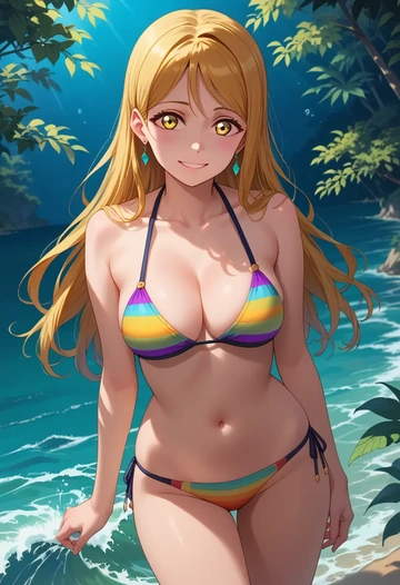 love_live,uehara_ayumu,bikini,rainbow-colored,sexy  - AI generated anime art