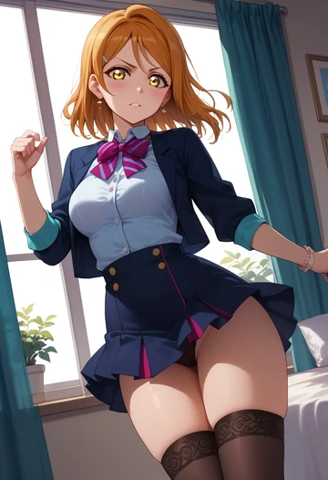 love_live,uehara_ayumu,mini skirt, stockings  - AI generated anime art