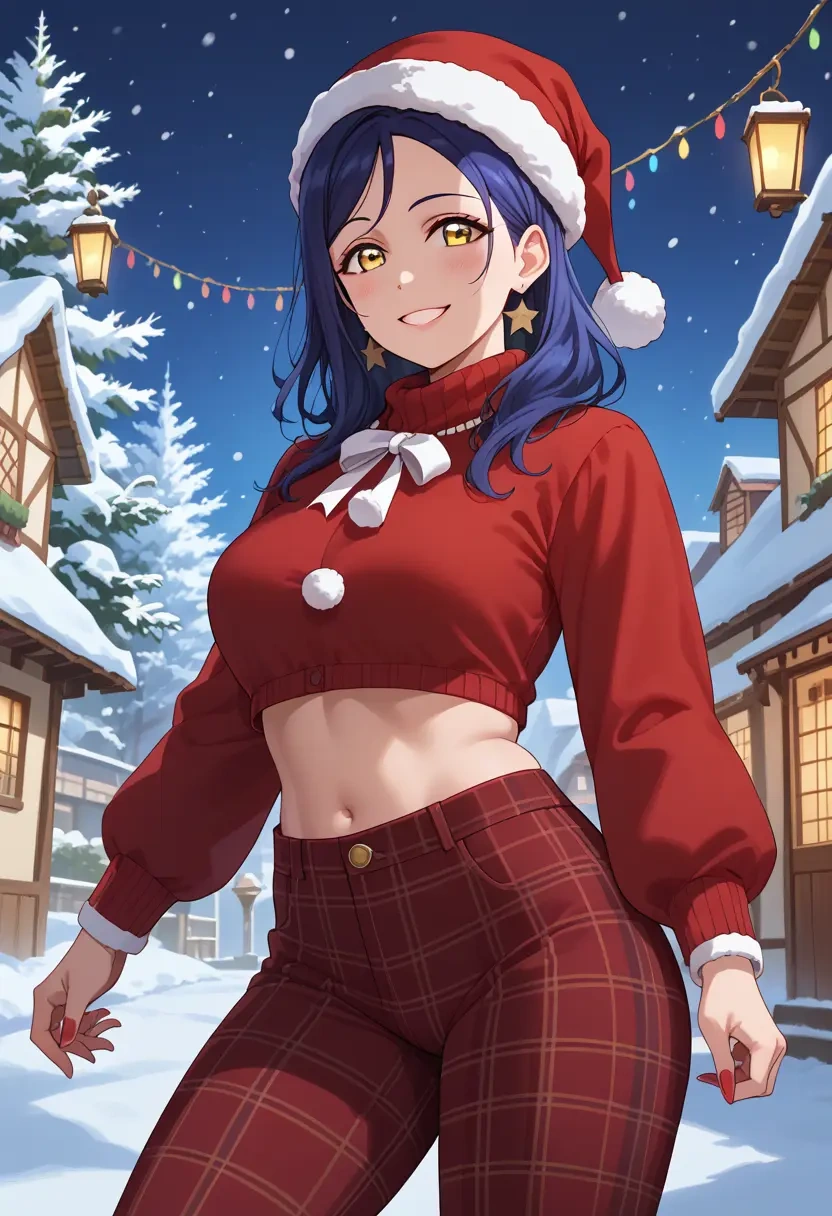 love_live,uehara_ayumu,Christmas,plaid trousers  - 