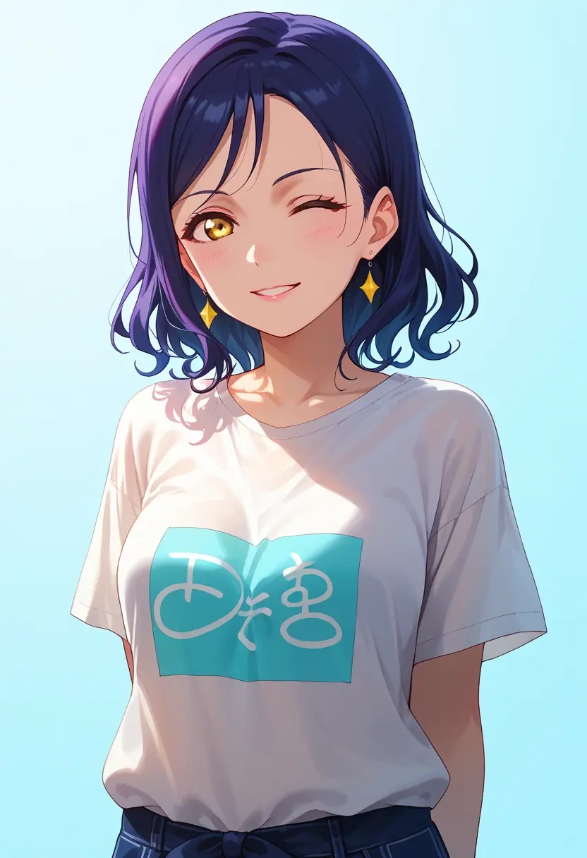 love_live,uehara_ayumu,tie-dye shirt,dolphin shorts  - 