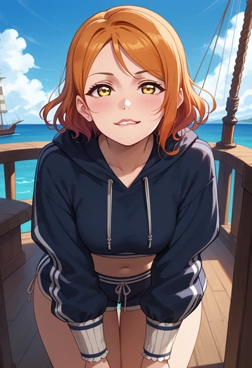 love_live,uehara_ayumu,hoodie,cropped,high-waisted joggers  - AI generated anime art