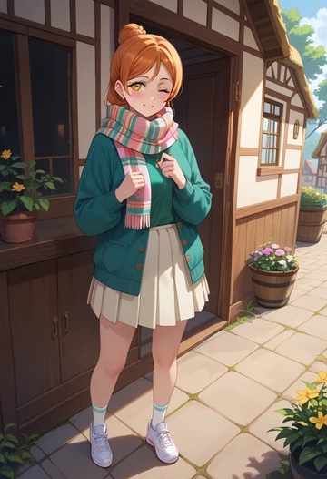 love_live,uehara_ayumu,spring,student uniform,knit sweater  - AI generated anime art