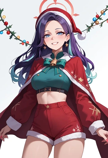 blue_archive,ui_(blue_archive),Christmas,red velvet shorts  - AI generated anime art