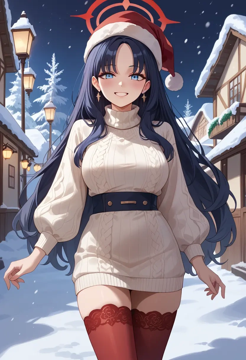 blue_archive,ui_(blue_archive),Christmas,sweater dress,stockings  - 