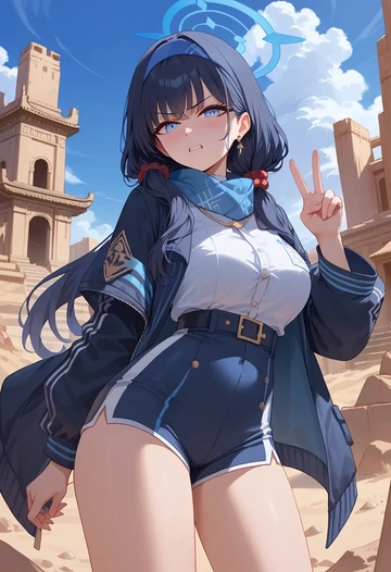 blue_archive,ui_(blue_archive),jogger shorts,oversized tank  - AI generated anime art