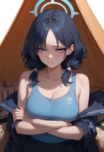 blue_archive,ui_(blue_archive),tank top,drawstring pants  - AI generated anime art