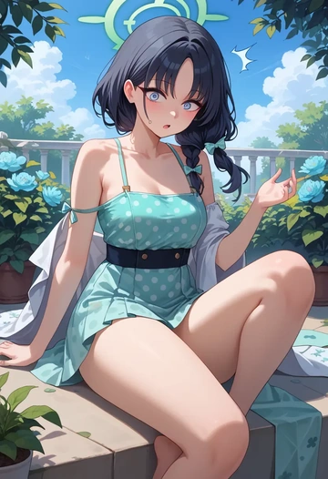 blue_archive,ui_(blue_archive),silk slip dress,polka dots  - AI generated anime art