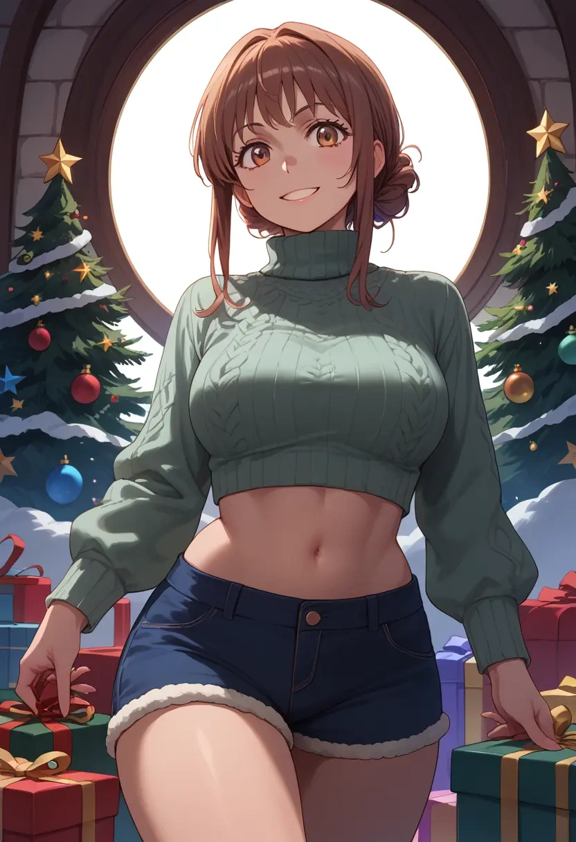 toaru_majutsu_no_index,uiharu_kazari,Christmas,red velvet shorts,turtleneck sweater  - 