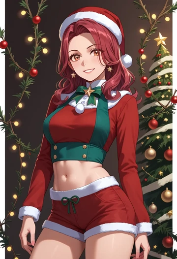 toaru_majutsu_no_index,uiharu_kazari,Christmas,red velvet shorts  - AI generated anime art