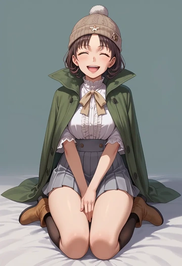 toaru_majutsu_no_index,uiharu_kazari,winter,student uniform,duffle coat  - AI generated anime art