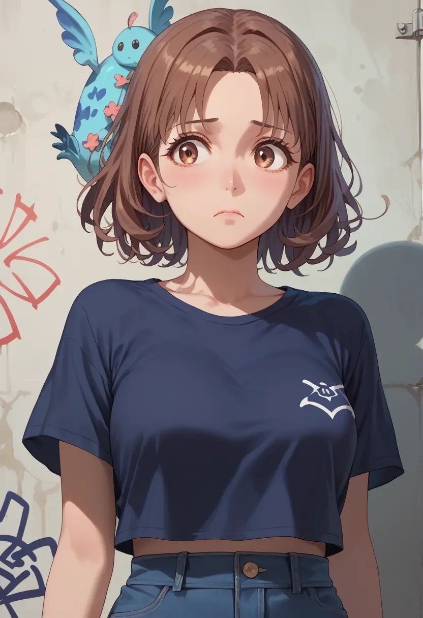 toaru_majutsu_no_index,uiharu_kazari,crop graffiti tee,dolphin shorts  - 