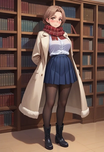 toaru_majutsu_no_index,uiharu_kazari,winter,student uniform,fur-trimmed coat  - AI generated anime art