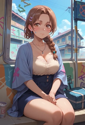 toaru_majutsu_no_index,uiharu_kazari,patchwork graffiti top,dolphin shorts  - AI generated anime art