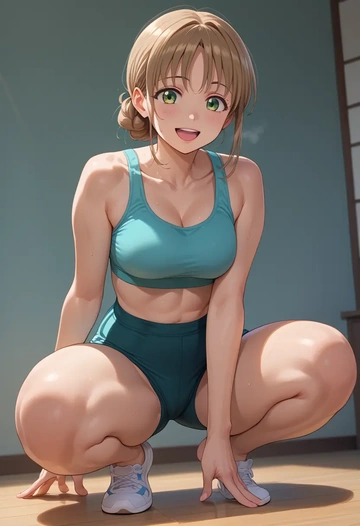 gochuumon_wa_usagi_desu_ka,ujimatsu_chiya,yoga shorts  - AI generated anime art