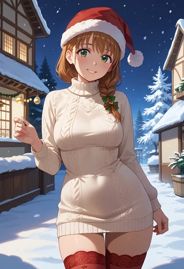 gochuumon_wa_usagi_desu_ka,ujimatsu_chiya,Christmas,sweater dress,stockings  - AI generated anime art