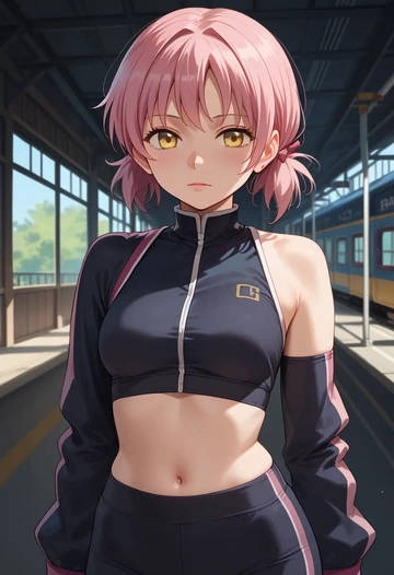 mahou_shoujo_madoka_magica,ultimate_madoka,athletic,track suit  - AI generated anime art