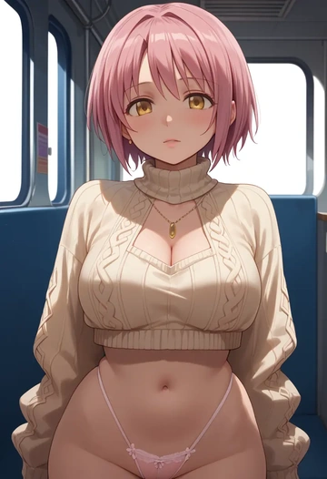 mahou_shoujo_madoka_magica,ultimate_madoka,thong,sweater,sexy  - AI generated anime art