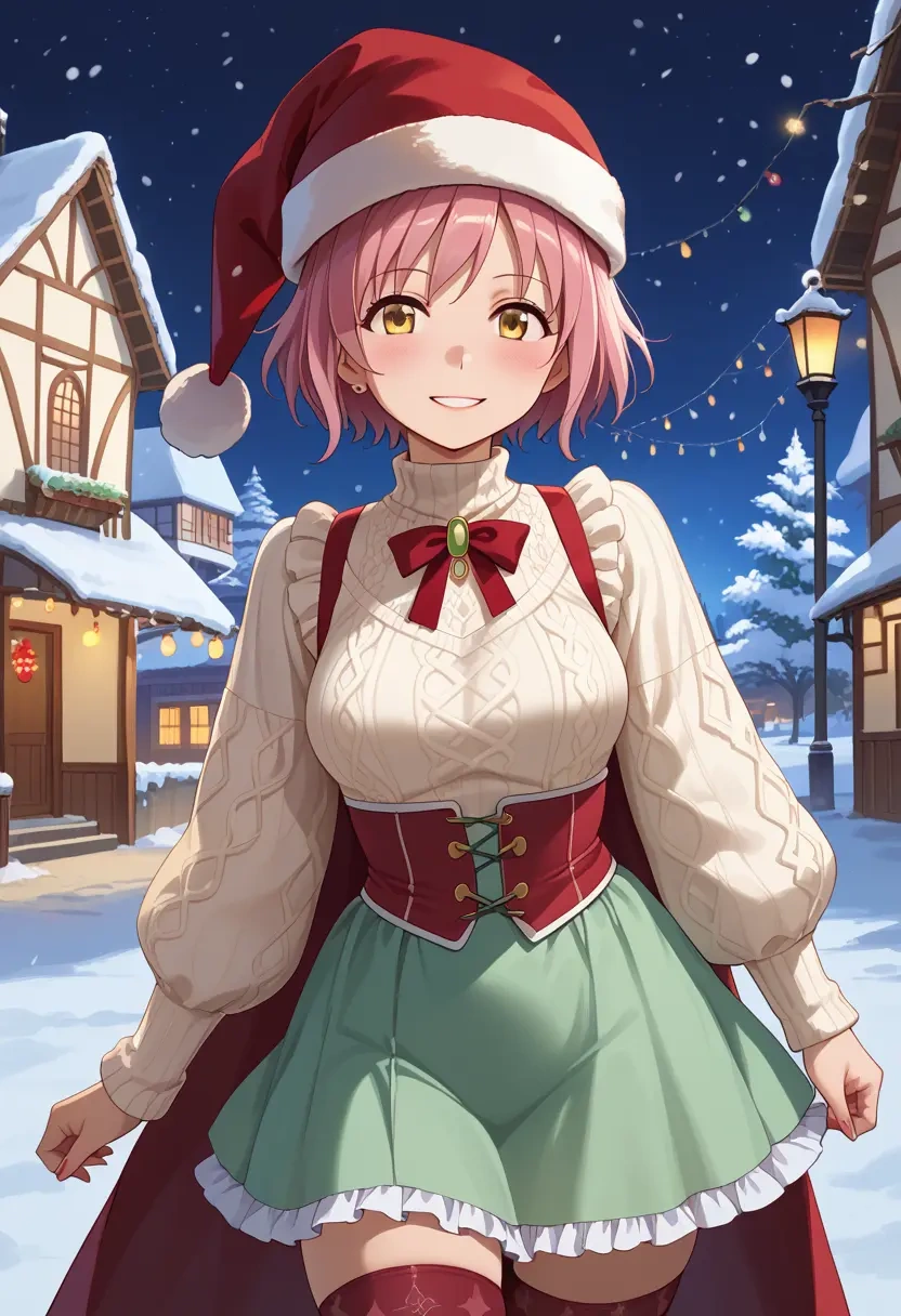 mahou_shoujo_madoka_magica,ultimate_madoka,Christmas,sweater dress,stockings  - 