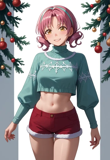 mahou_shoujo_madoka_magica,ultimate_madoka,Christmas,red velvet shorts  - AI generated anime art