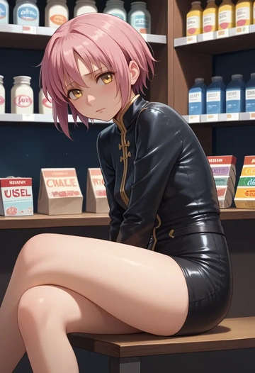 mahou_shoujo_madoka_magica,ultimate_madoka,leather,shorts  - AI generated anime art