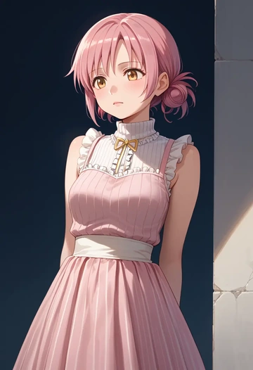 mahou_shoujo_madoka_magica,ultimate_madoka,turtleneck,knit,maxi skirt  - AI generated anime art