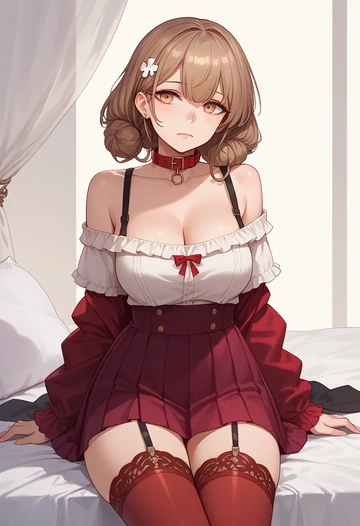 girls_frontline,ump45_(girls_frontline),collar,oversized,Thigh garters  - AI generated anime art