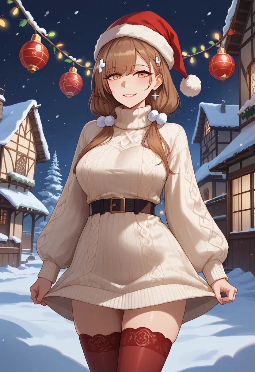 girls_frontline,ump45_(girls_frontline),Christmas,sweater dress,stockings  - 