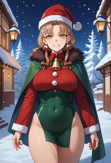 girls_frontline,ump45_(girls_frontline),Christmas,dress  - AI generated anime art