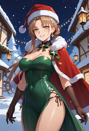 girls_frontline,ump45_(girls_frontline),Christmas,dress  - AI generated anime art