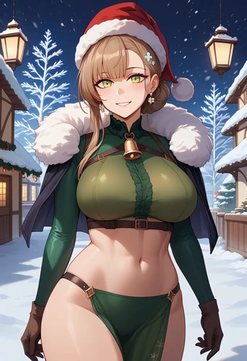 girls_frontline,ump45_(girls_frontline),Christmas,dress  - AI generated anime art