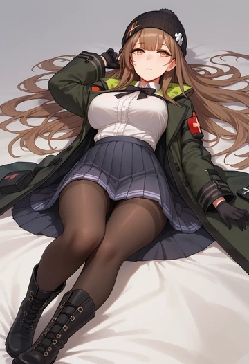 girls_frontline,ump45_(girls_frontline),winter,student uniform,duffle coat  - AI generated anime art