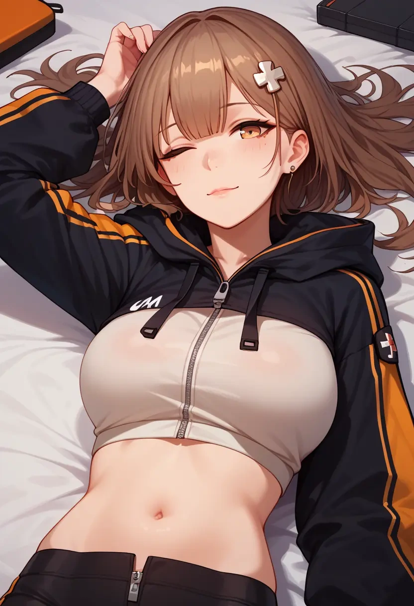 girls_frontline,ump45_(girls_frontline),crop hoodie,shorts  - 