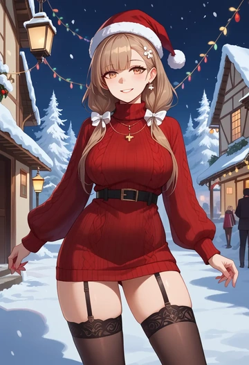 girls_frontline,ump9_(girls_frontline),sweater,stockings,Thigh garters  - AI generated anime art