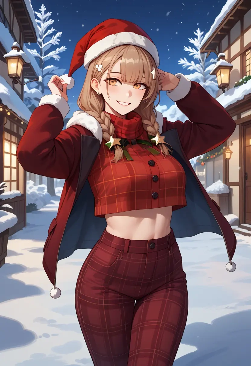 girls_frontline,ump9_(girls_frontline),Christmas,plaid trousers  - 