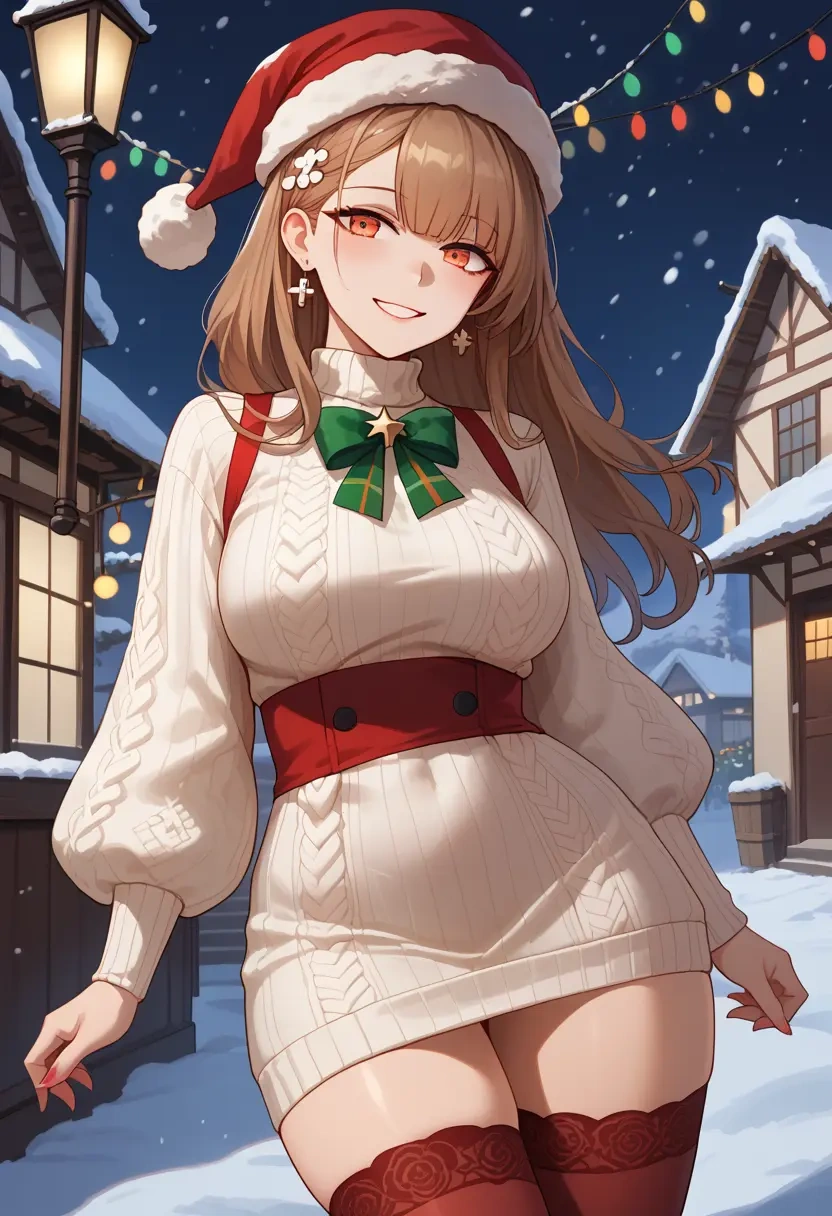 girls_frontline,ump9_(girls_frontline),Christmas,sweater dress,stockings  - 