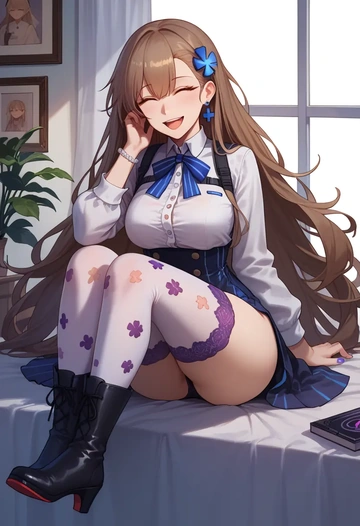 girls_frontline,ump9_(girls_frontline),shirt dress,belted,stockings  - AI generated anime art