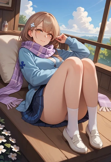 girls_frontline,ump9_(girls_frontline),spring,student uniform,cardigan  - AI generated anime art