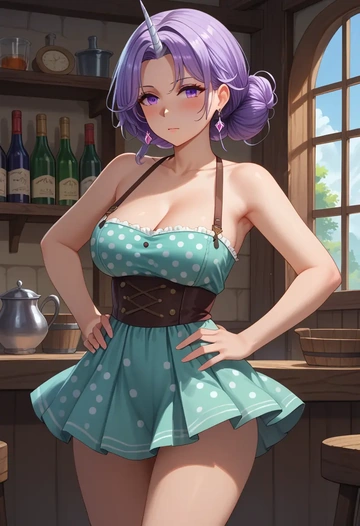 azur_lane,unicorn_(azur_lane),silk slip dress,polka dots  - AI generated anime art