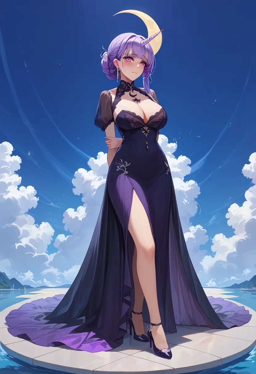 azur_lane,unicorn_(azur_lane),gothic priestess gown,high slit,embroidered veil  - 