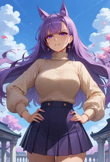 azur_lane,unicorn_(azur_lane),skirt,pleated,turtleneck sweater  - AI generated anime art